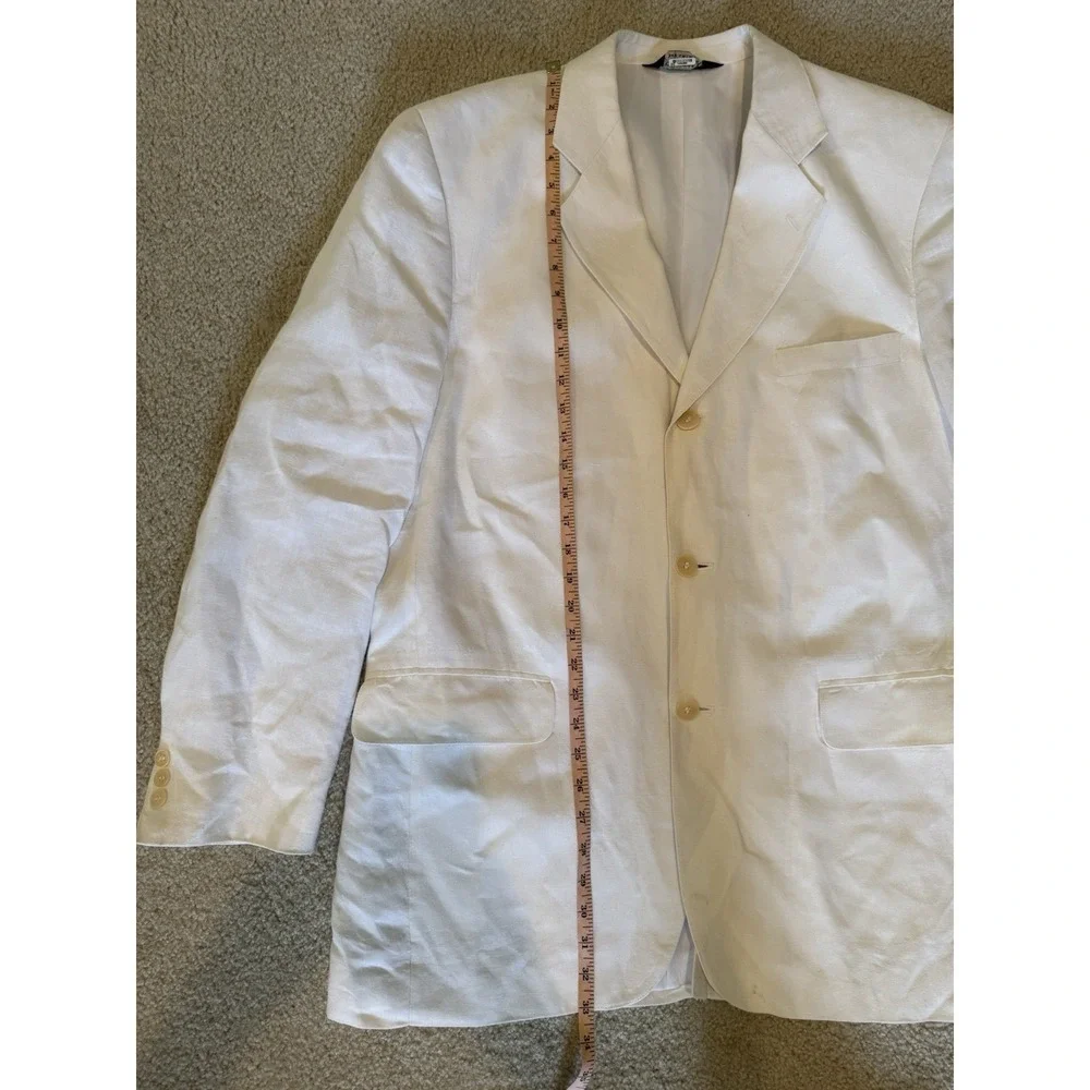 Jos A Bank 43L White Linen Blend Mens Blazer Suit Jacket Sport Coat Spring Beach - Picture 9 of 14